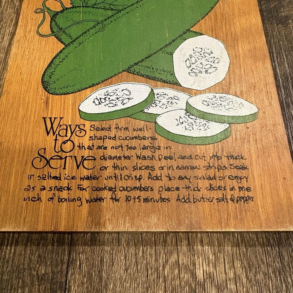 Vintage Cucumber Wood Cutting Board Farmhouse Kitchen Decor Rustic Wall Hanging - Picture 2 of 7